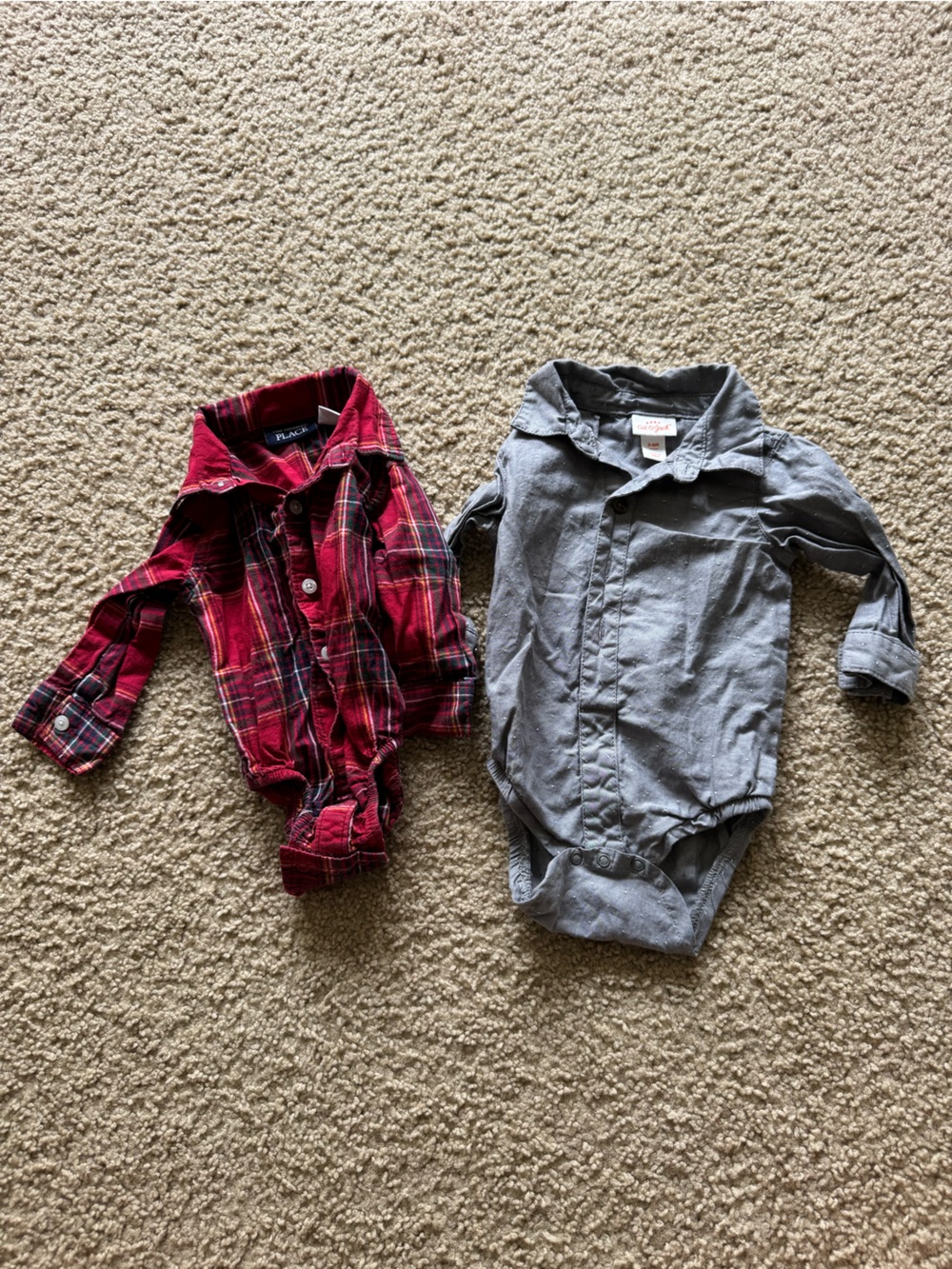 3-6 month Button-Down Baby Bodysuit Shirts